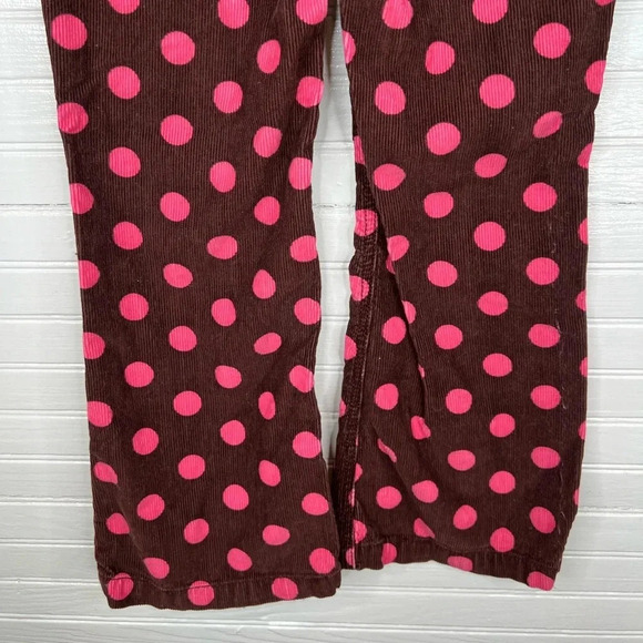 Mini Boden Girls Brown Pink Polka Dot Corduroy Pants Size 9 Heart Pockets - Picture 7 of 10